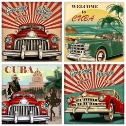 set of cuba retro poster.