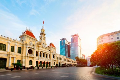 ho chi minh city hall at daytime in vietnam.