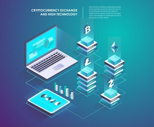 cryptocurrency and blockchain technology isometric concept. data center, storage servers. landing page template. header for website. isometric vector illustration 