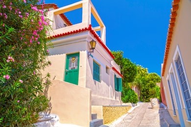 architectural details from the narrow streets of anafiotika, a traditional village in athens, the greek capital. old neighborhood on the slopes of acropolis, greece.