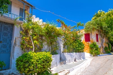 architectural details from the narrow streets of anafiotika, a traditional village in athens, the greek capital. old neighborhood on the slopes of acropolis, greece.