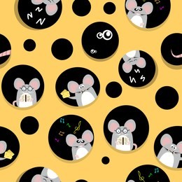 cute rat and mouse live in cheese home cute creativity abstract background seamless pattern texture fabric for kids vector illustration, animal cartoon collection character