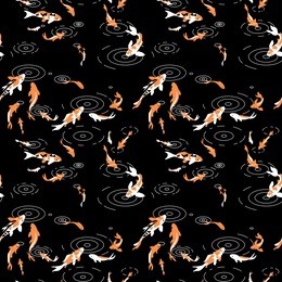 seamless pattern with a koi fish pond