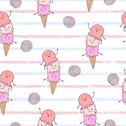 seamless cute cartoon ice cream pattern. vector summer background.