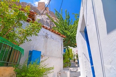 architectural details from the narrow streets of anafiotika, a traditional village in athens, the greek capital. old neighborhood on the slopes of acropolis, greece.