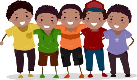 illustration of zafrican-american kids huddled together