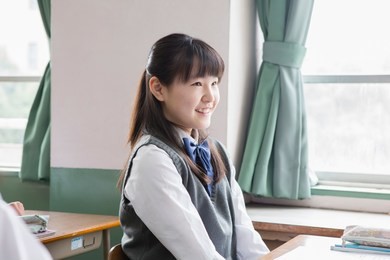 japanese female student in class