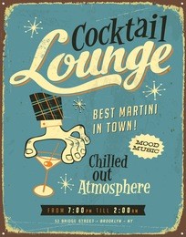 vintage metal sign - cocktail lounge - jpg version