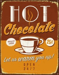vintage metal sign - hot chocolate - jpg version