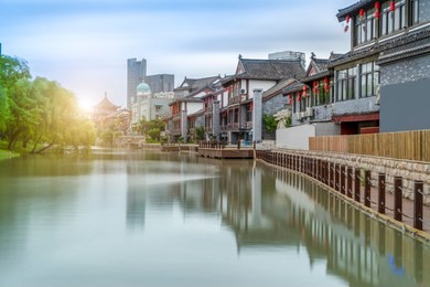 ancient canal wharf in huaian, china