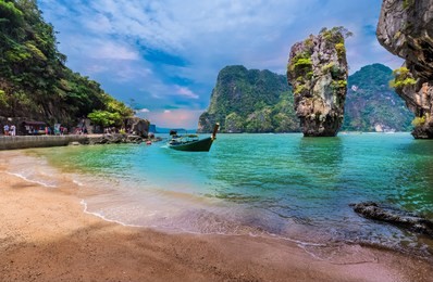 james bond island and famous khao phing kan stone in thailand