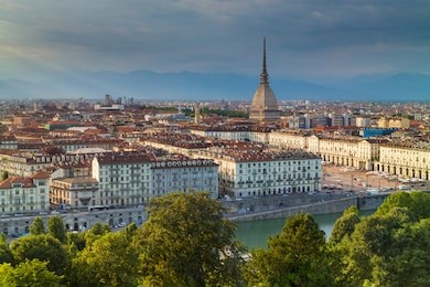 evening sun and buildings in turin in historical center in italy