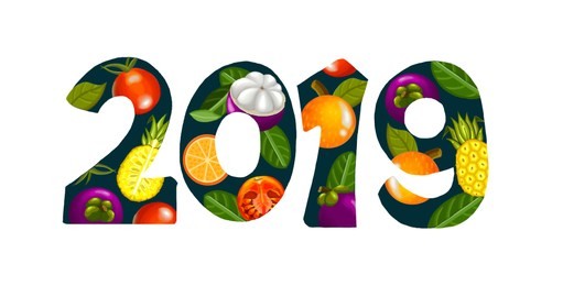 happy new year 2019 with free hand digital painting 