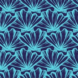 vector seamless nautical pattern with shells in aqua color. abstract texture in ocean blue. simple hand drawn design with shells. vintage retro print for textile fabric wallpaper. summer background