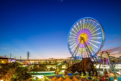 night view of taipei children's amusement park, began life as the taipei children's recreation center, located in yuanshan