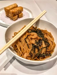 shanghai scallion oil noodle and rice cake.
