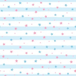 repeated scattered stars and round dots on uneven striped background. cute seamless pattern for girls. endless girly print. vector illustration.