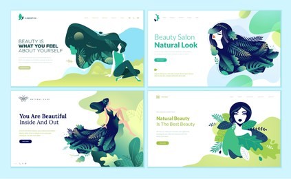 set of web page design templates for beauty, spa, wellness, natural products, cosmetics, body care. modern vector illustration concepts for website and mobile website development. 