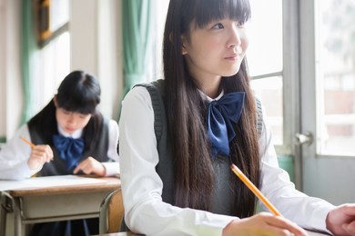japanese female student in class