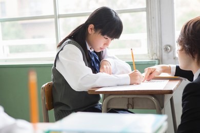 japanese male teacher and a japanese female student