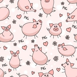 cute pig seamless pattern.