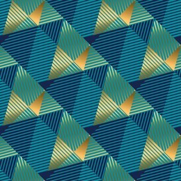 striped triangles gold and blue luxury seamless pattern for background, wrapping paper, fabric, surface design. stock vector surface design.