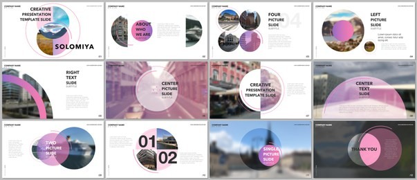 minimal presentations design, portfolio vector templates with circle elements on white background. multipurpose template for presentation slide, flyer leaflet, brochure cover, report, marketing