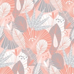 pastel color decoorative tropical seamless pattern with palm leaves. decorative vector illustration repeatable motif for background, wrapping paper, fabric, surface design