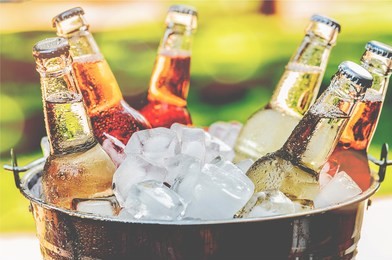 bottles of cold and fresh beer