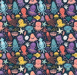 funny octopus seamless pattern