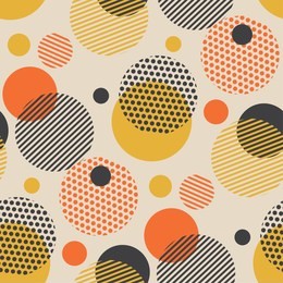 vintage style scattered circle geometry seamless pattern. vector illustration surface design for print and web. fun and dynamic repeatable fabric sample.
