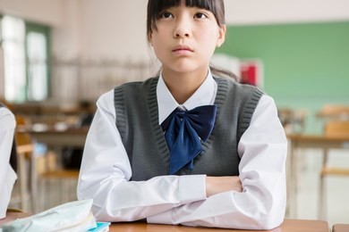 japanese female students to sit in the classroom