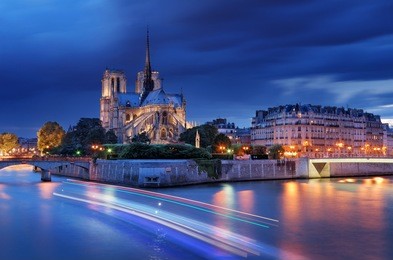 panorama of the island cite with cathedral notre dame de paris in paris, france.