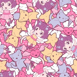 seamless pattern with doodle. vector kawaii illustration.