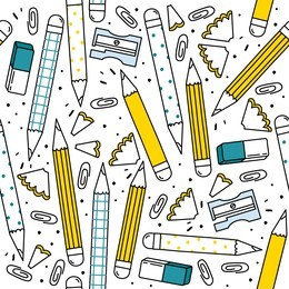 hand drawn stationery seamless pattern