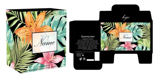 packaging design, perfume luxury box design template and mockup box. illustration vector.