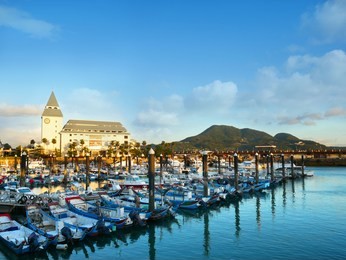 tamsui fisherman's wharf is a tne of most famous scenic spot in tamsui district, new taipei city, taiwan.