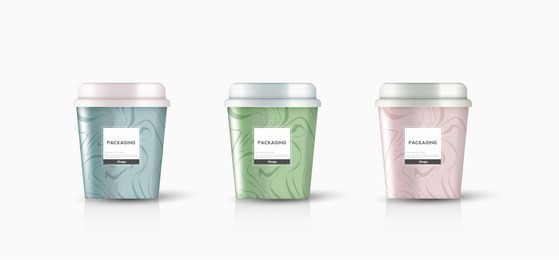 packaging template round bucket, cylinder, container ice cream, yogurt, pudding, snack sweets vector design illustration.