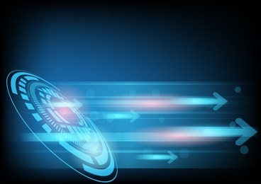 abstract blue technology background with circle tech and arrows , vector illustration