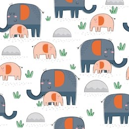 seamless cute mom and baby elephant design, great for wrapping and wallpaper, decorative paper hand drawn vector illustration