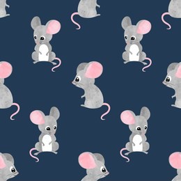 seamless pattern with cute cartoon mice. vector watercolor mouse background for kids.