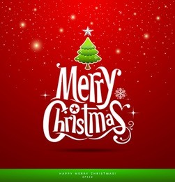 christmas greeting card. merry christmas lettering, vector illustration