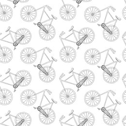 seamless bike pattern. bicycle hand drawn background.