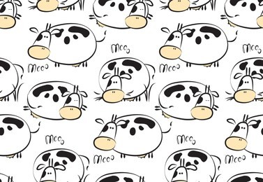 funny pattern with childish animals. vector clip-art cows. seamless texture