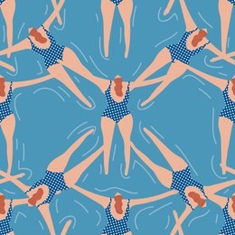 swimmers in the pool seamless pattern. summer vector people in swimwear. healthy lifestyle hawaiian tourists. top view people in the sea. beach wet party for boys and girls. swimmwers in the water. 