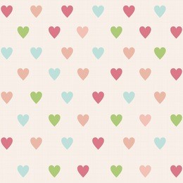 retro seamless pattern with colorful hearts