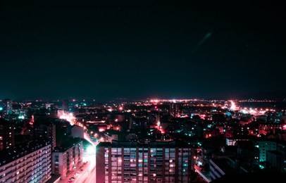 pink cyan edit city landscape from a high place niš serbia