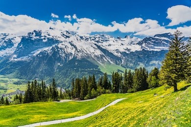 switzerland, engelberg. panoramic view on alps, titlis mount