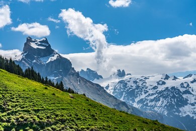 switzerland, engelberg. panoramic view on alps, titlis mount