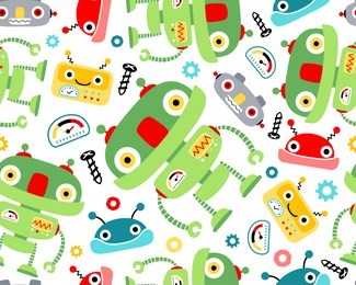seamless pattern vector with robots cartoon